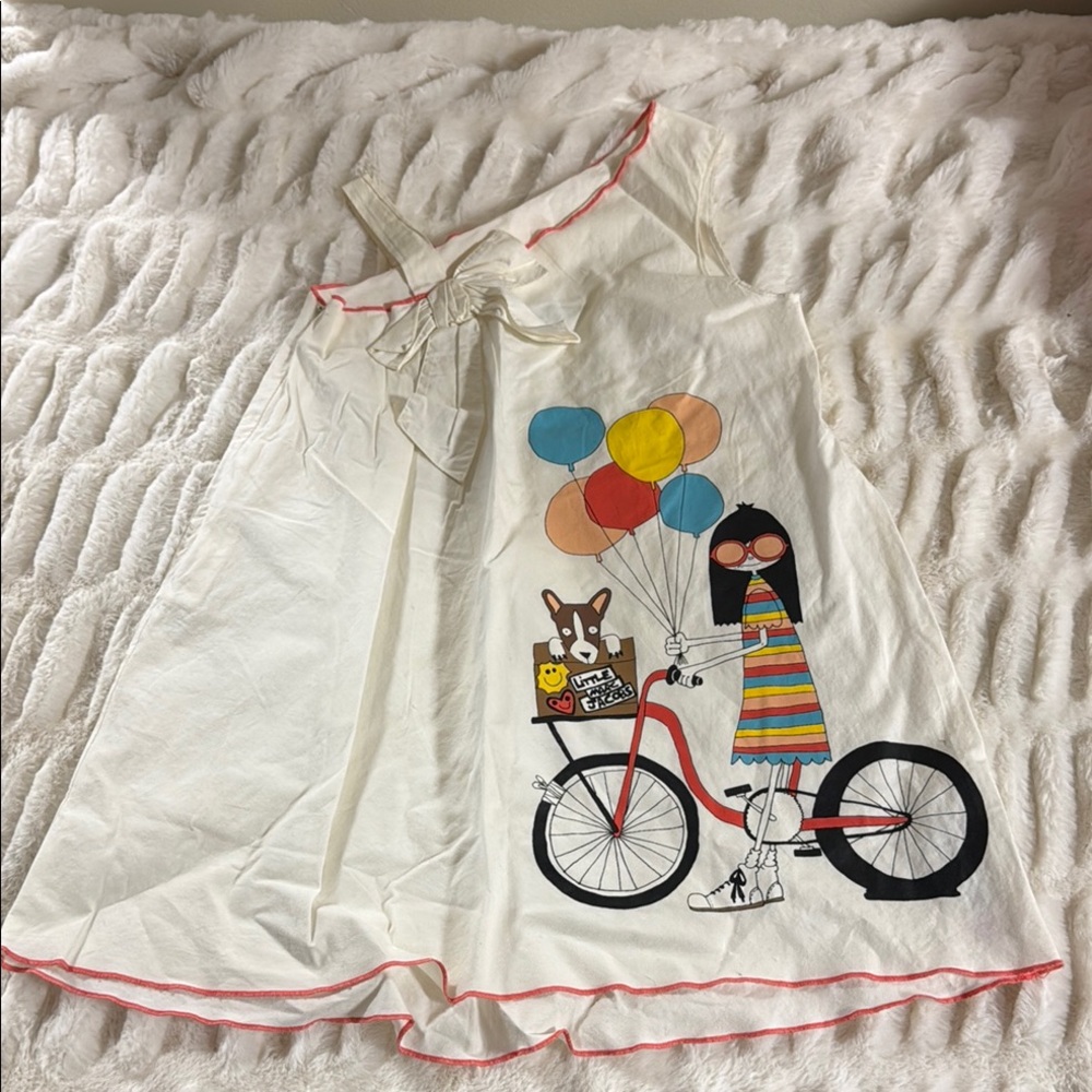 Little Marc Jacob’sCream Girls' Nightgown with Colorful Bicycle Print